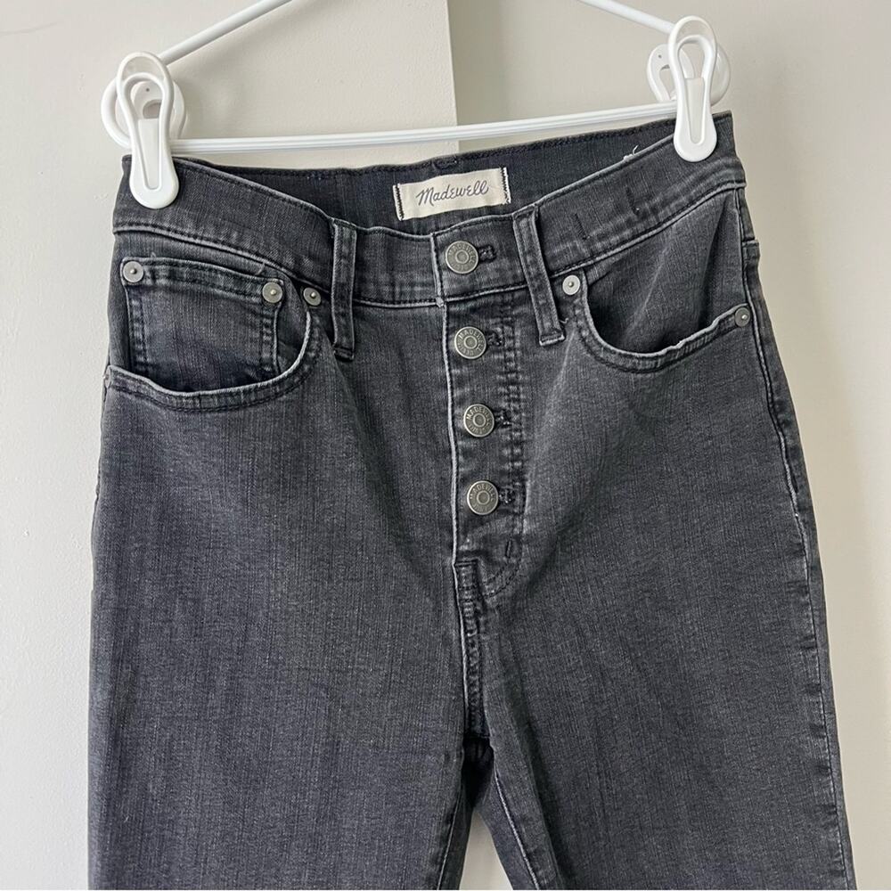 Madewell Cali Demi-Boot Flare Cropped Jeans Button Fly High Waist Black Size 25 - Picture 3 of 8